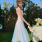 French sweet light spring pink blue tube top fishbone bra mesh skirt suit homecoming dress R5146