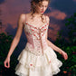 French sweet suspender suit fishbone corset waist slim lace skirt short homecoming dress R5150