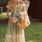 French pastoral style heavy embroidery lace splicing suspender long dress homecoming dress R5145