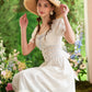 French pastoral white big swing fishbone dress long little white dress homecoming dress R5155