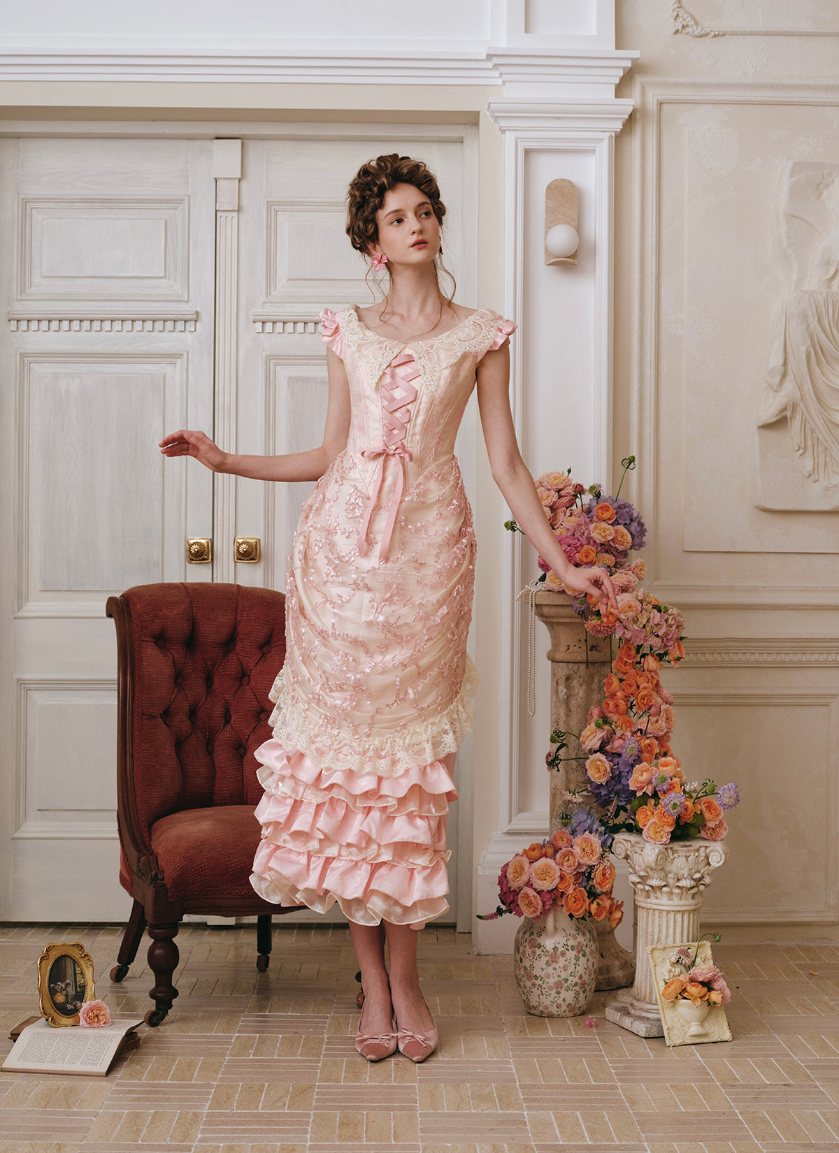 French palace style design niche heavy fishbone dress homecoming dress R5159