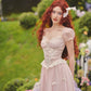 French pink fairy dress design long short-sleeved fishbone dress homecoming dress R5158