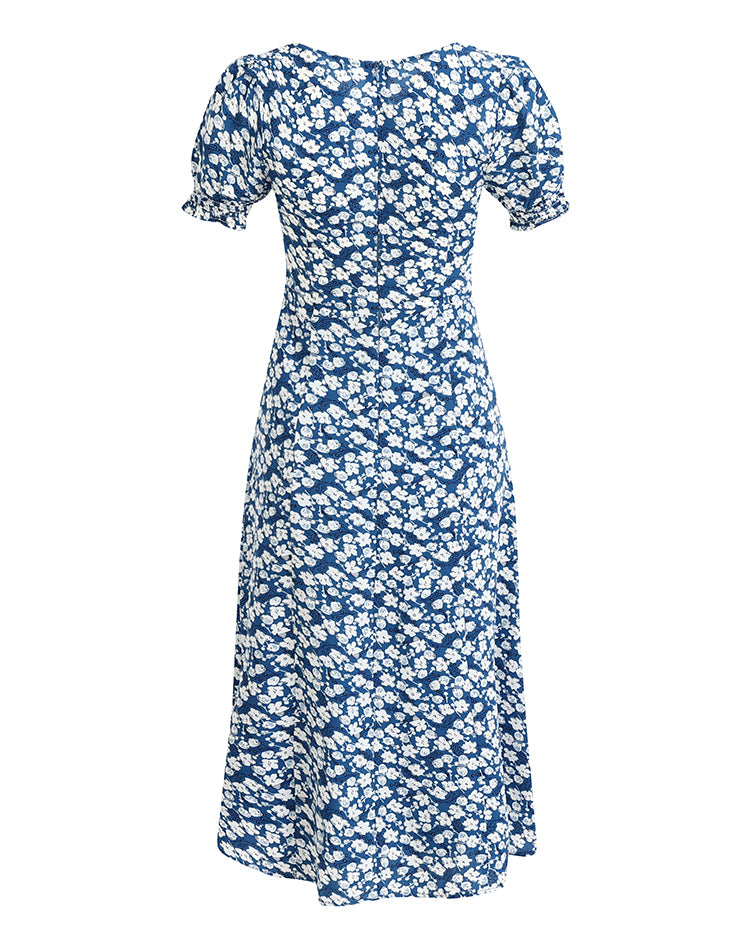 French holiday style long blue 2025 new dress R2605