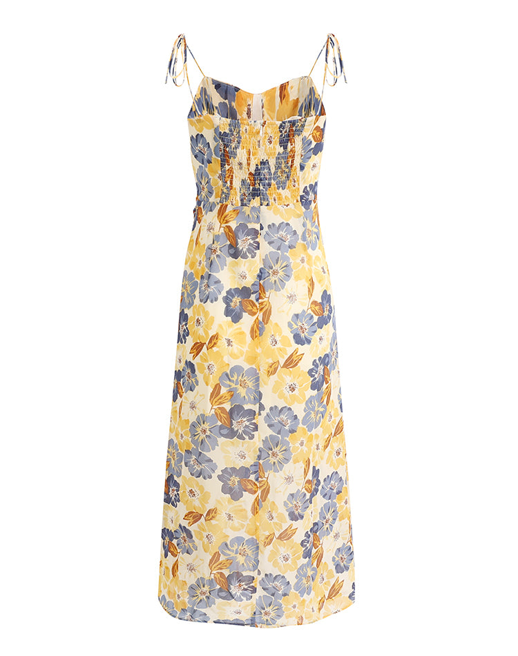 French holiday style niche yellow 2025 new dress floral high-end R2600