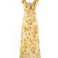 French yellow floral ruffle dress 2025 new temperament long skirt R2597