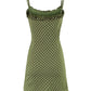 French green polka dot suspender dress 2025 new short skirt R2584