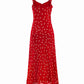 French pure red floral slim dress 2025 new sweet long dress R2590