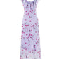 French retro purple floral tea dress 2025 new holiday style long dress R2596