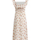 French holiday style small flying sleeves 2025 new dress with floral print R2603