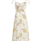 French long beige 2025 new style dress with side slits and floral suspenders R2641