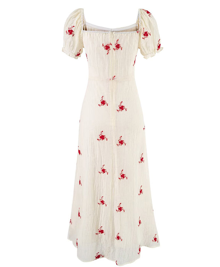 French retro printed tea dress 2025 new waist slim long dress R2589