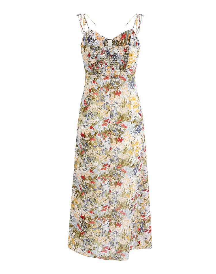 French long floral 2025 new sling slim fit dress R2638