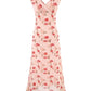 French retro pink printed dress 2025 new waist tea break long dress R2598