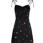 French holiday style black short floral new dress suspender skirt R2602