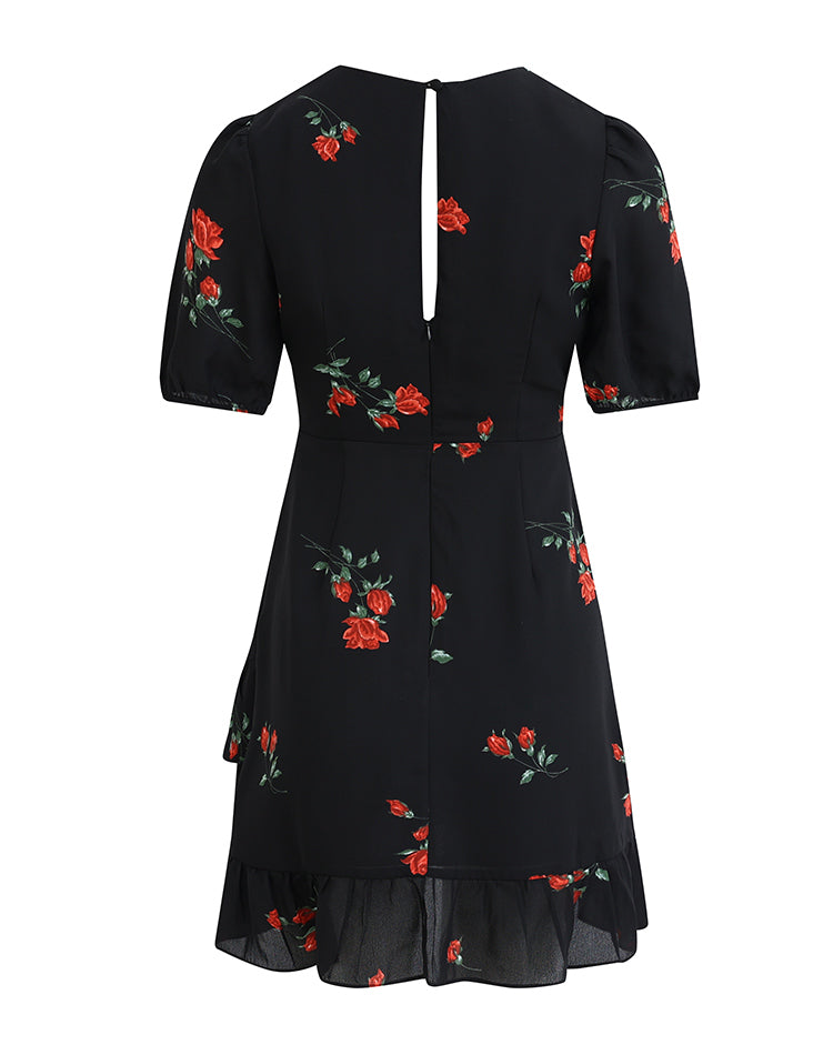 French holiday style short black 2025 new dress R2607