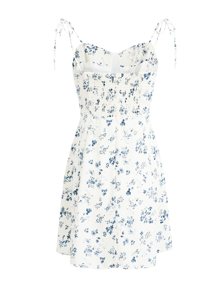 French holiday short white 2025 new dress floral sling R2585