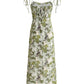 French holiday style green 2025 new dress suspenders dress slim R2637