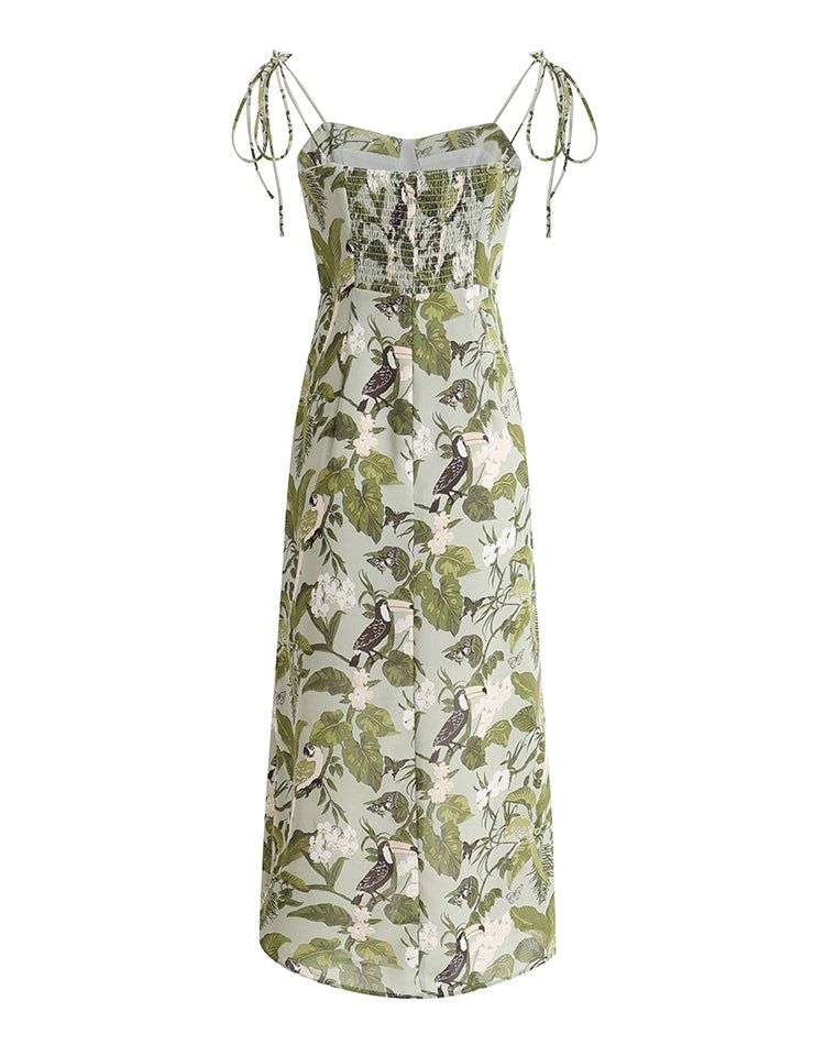 French holiday style green 2025 new dress suspenders dress slim R2637