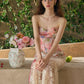 French sweet romantic oil painting lace fishbone tube top dress suit summer homecoming dress R5119