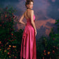 French romantic temperament drape satin suspender dress long skirt homecoming dress R5122