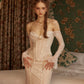 Design heavy retro French lace pearl palace fishbone dress homecoming dress R5125