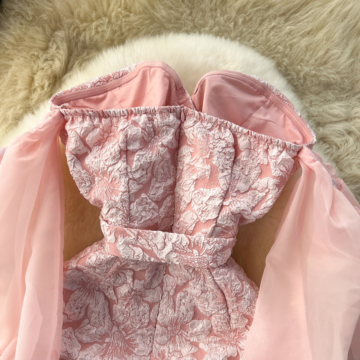 Banquet dress niche lantern sleeves sexy off-shoulder tube top slim fit long dress R2203