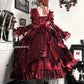 Blood red bride lolita dress dress rose flower heavy puffy princess dress R1676