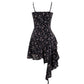Dark pure desire niche irregular floral suspender skirt dress R0002