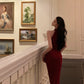 Retro halter neck suspender dress sleeveless lace-up knitted slim fit sexy hip skirt R1491