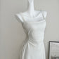 Suspender dress 2025 new square neck French waist niche long skirt R2077