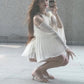 Temperament three-dimensional flower halter neck dress beautiful waist A-line short skirt R0653