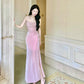 Pink evening dress prom dress pink birthday dress    S5940