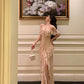 Ruffled polka dot suspender dress for women summer new irregular long party dress     S5654