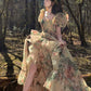 French sweet floral dress princess party dress   S5750
