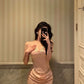 New pink sexy embroidered suspender top + skirt two-piece suit for women     S5542
