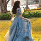princess party dress long floral dress    S5748