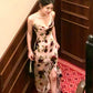 Retro flower dress for women suspender long dress       S6143
