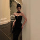 Black halter neck knitted dress, party dress    S5520