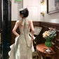 New style ink painting dress women's summer new long party dress       S6034