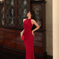 Red cheongsam dress new retro mermaid long party dress     S5647
