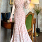 Women's printed cheongsam dress new style mermaid party dress   S6134