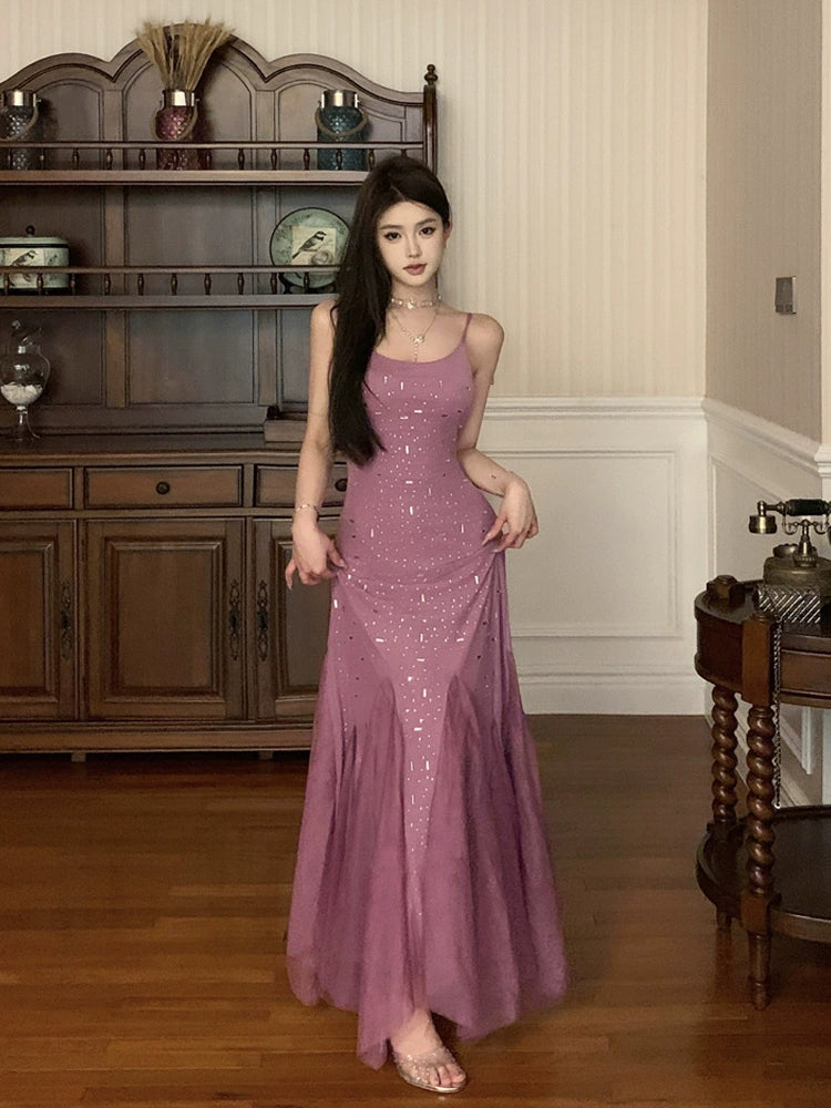 Purple sexy dress for women long mermaid party dress      S5873