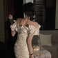 Birthday party dress luxury off shoulder dress       S5775