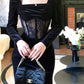 black velvet dress square neck long sleeve party dress    S6104