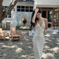 Satin backless holiday suspender dress women's summer long dress     S5721