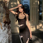 Black mermaid backless knitted suspender women's sexy Long party dress     S5720