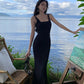 Sexy backless square neck black dress for women mermaid long dress    S5865