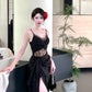 Black retro lace dress summer party dress    S6052