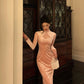 velvet cheongsam dress pink mermaid dress      S5552