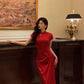 New Chinese style red cheongsam dress women evening party dress    S5509